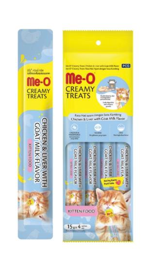 Me-O Tavuk & Ciğer & Keçi Sütü Stick Yavru Kedi Ödül Maması 4x15 GR 